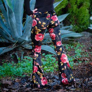 Red Rose Velvet Bell Bottoms Warrior Within Design